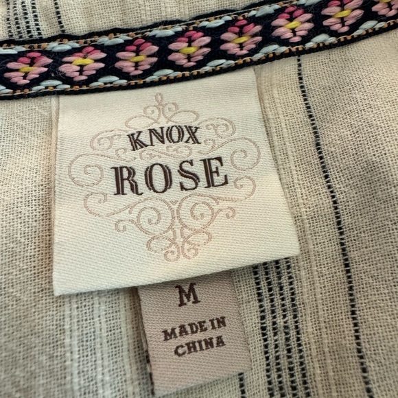 Target Knox Rose Embroidered Ballon Long Sleeve Cotton Cream Navy Dress Size Med - Picture 7 of 9